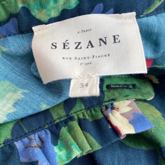 Sézane Trianon Print Blue Floral Hidaya Dress Size 34/XS - Picture 16 of 17